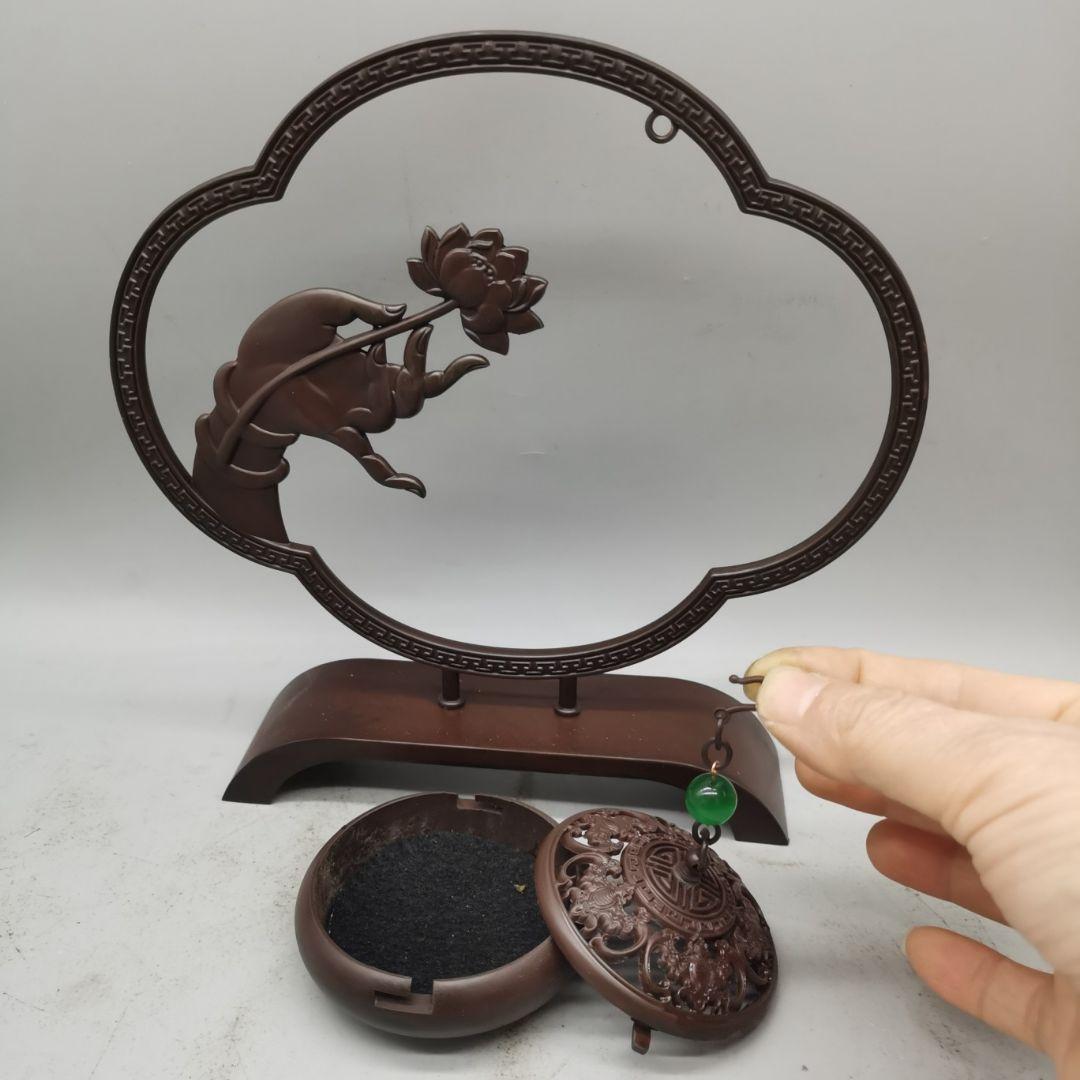 銅器 蓮華仏手薫香弔炉 香道具 書卓茶室 禅意装飾品 工芸品 置物