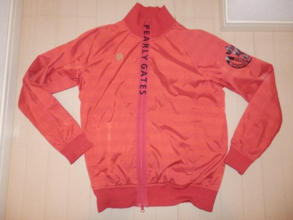 美品 ★パーリーゲイツ★人気 ダブルジップジャケット 赤 PG柄★サイズ5 L