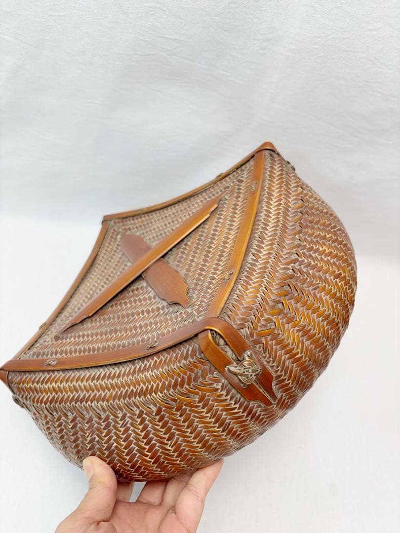 未使用 茶道具 唐物写 炭斗 炭入 炉・風炉兼用 炭取 竹編 炭道具 炭点前