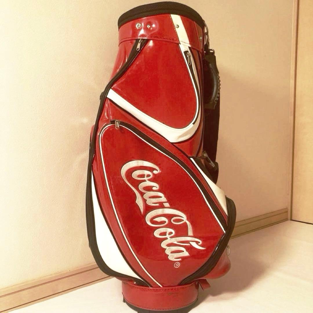 【超希少】コカコーラ　ゴルフ キャディバッグ レッド エナメル ロゴ刺繍 6分割
