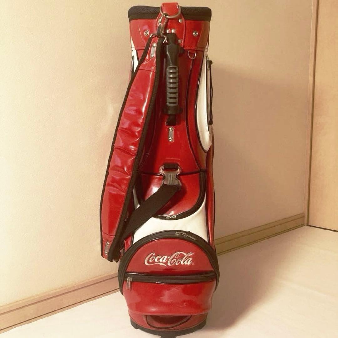【超希少】コカコーラ　ゴルフ キャディバッグ レッド エナメル ロゴ刺繍 6分割