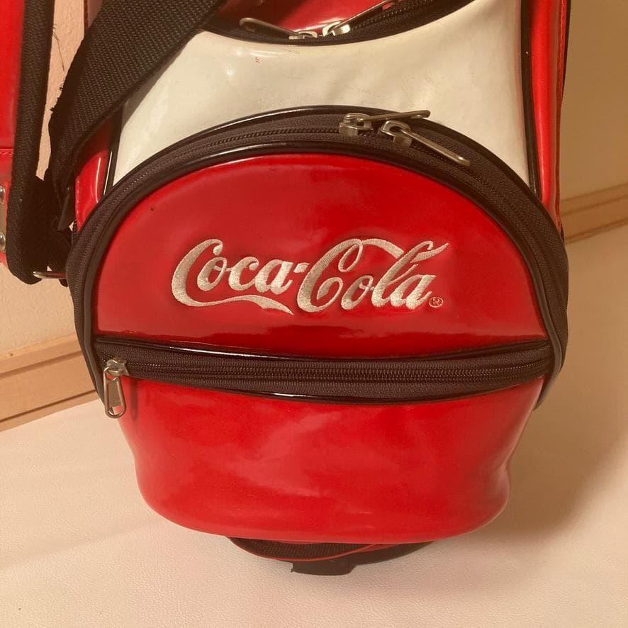 【超希少】コカコーラ　ゴルフ キャディバッグ レッド エナメル ロゴ刺繍 6分割