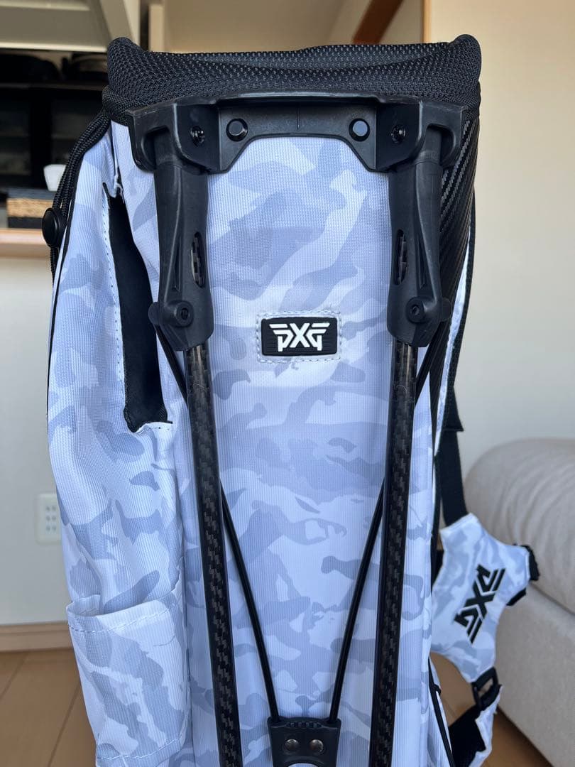 美品pxg スタンド型キャディバッグ　迷彩柄　カモフラ　ライトグレー　9型　軽量
