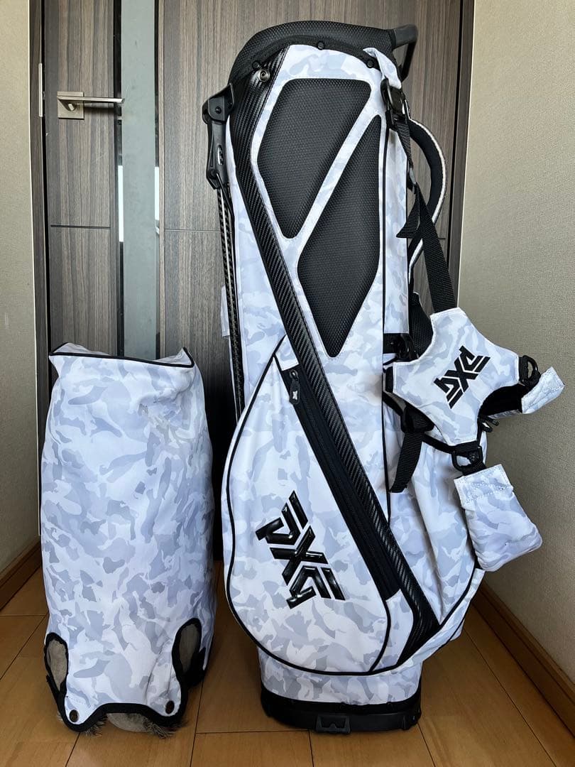美品pxg スタンド型キャディバッグ　迷彩柄　カモフラ　ライトグレー　9型　軽量