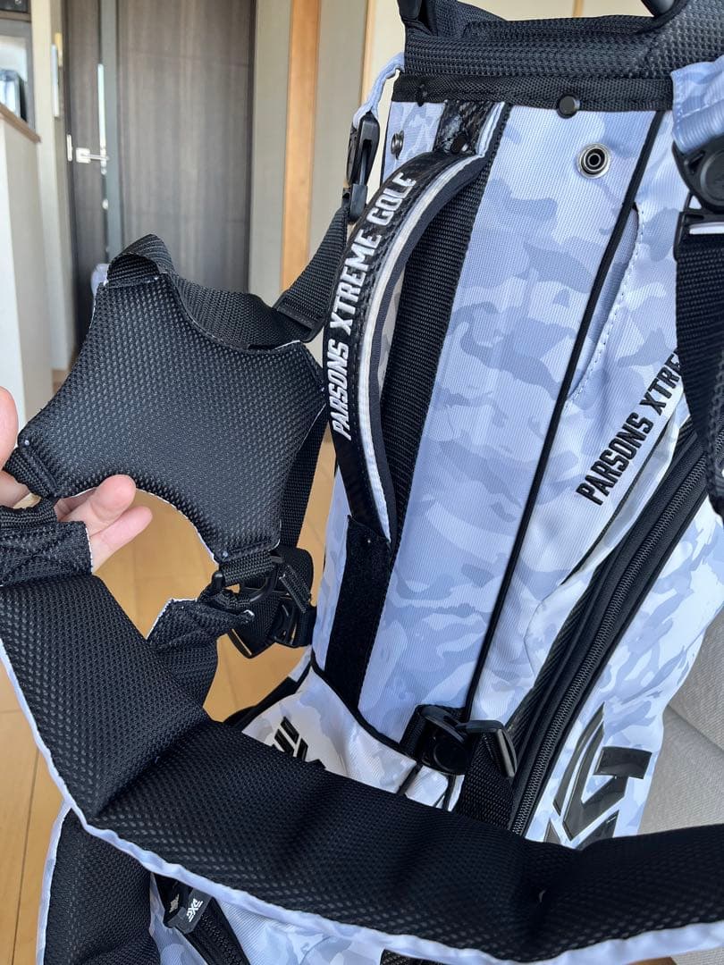 美品pxg スタンド型キャディバッグ　迷彩柄　カモフラ　ライトグレー　9型　軽量