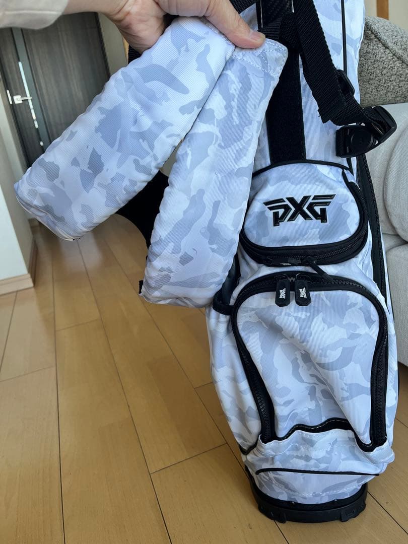 美品pxg スタンド型キャディバッグ　迷彩柄　カモフラ　ライトグレー　9型　軽量