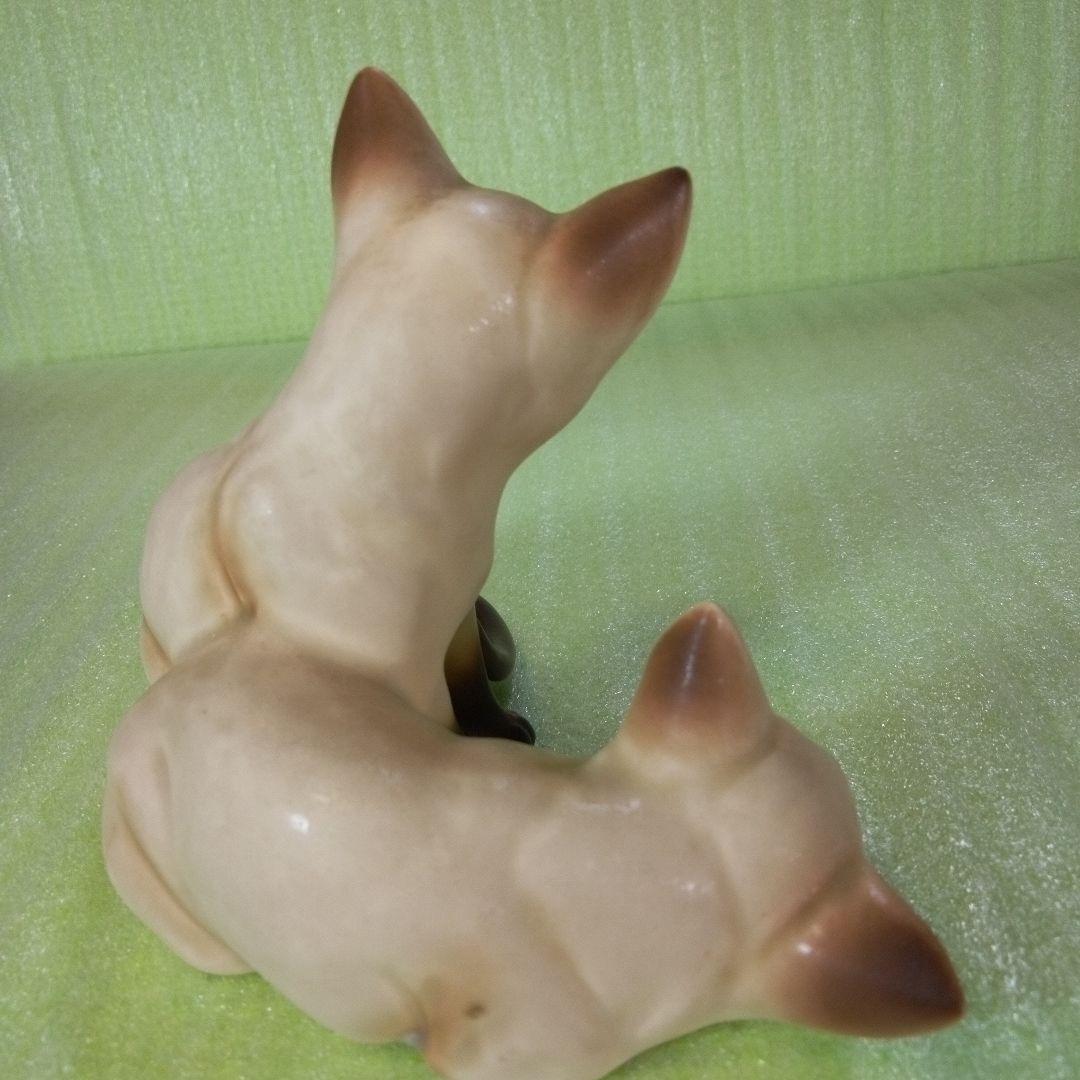 アンティークな猫の置物　仲良し　兄弟？　シャム猫？　ポインテッド？　レア　希少
