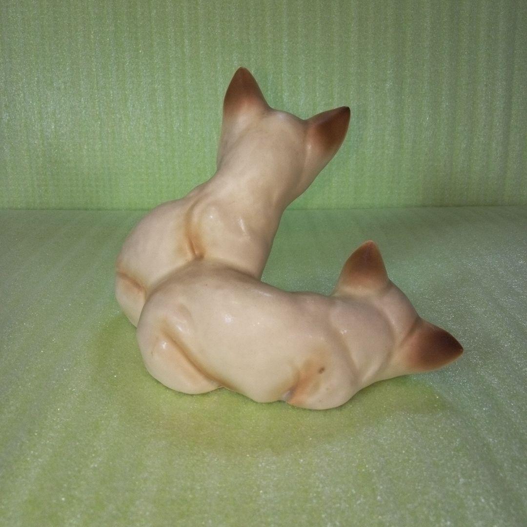 アンティークな猫の置物　仲良し　兄弟？　シャム猫？　ポインテッド？　レア　希少