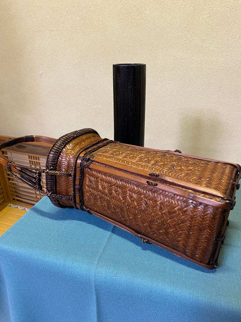 花入 唐物写 竹編 網代 手付花籠 花籠