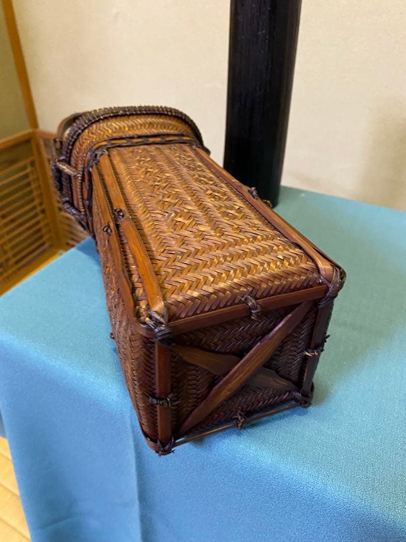 花入 唐物写 竹編 網代 手付花籠 花籠