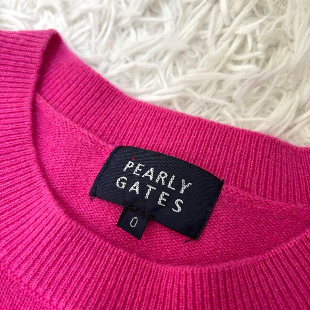最新 パーリーゲイツ ニット ピンク カシミア ゴルフ ウェア ロゴ