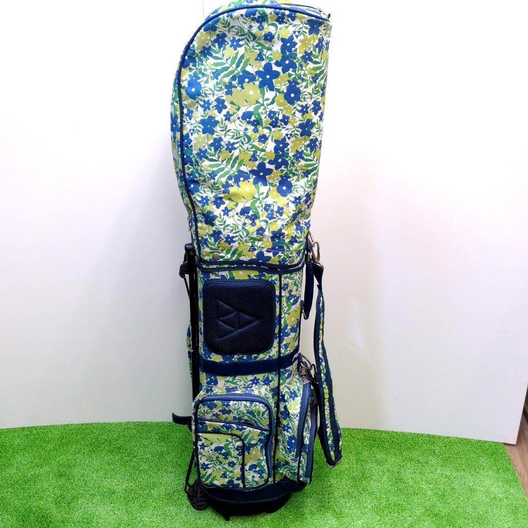 フィッシャー　スタンド式ゴルフバッグ 　6分割　青緑花柄