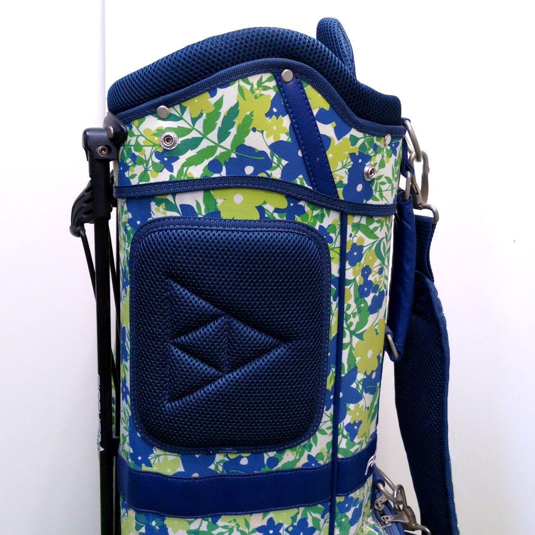 フィッシャー　スタンド式ゴルフバッグ 　6分割　青緑花柄
