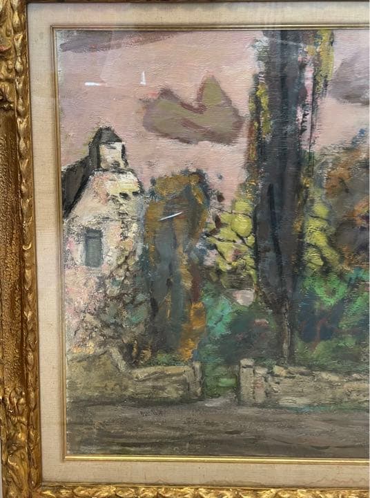 田中修　サンジェニイエスの古い塀　油絵15号　新制作会員　物故画家　フランス