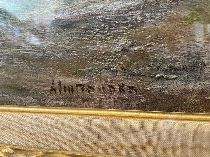 田中修　サンジェニイエスの古い塀　油絵15号　新制作会員　物故画家　フランス