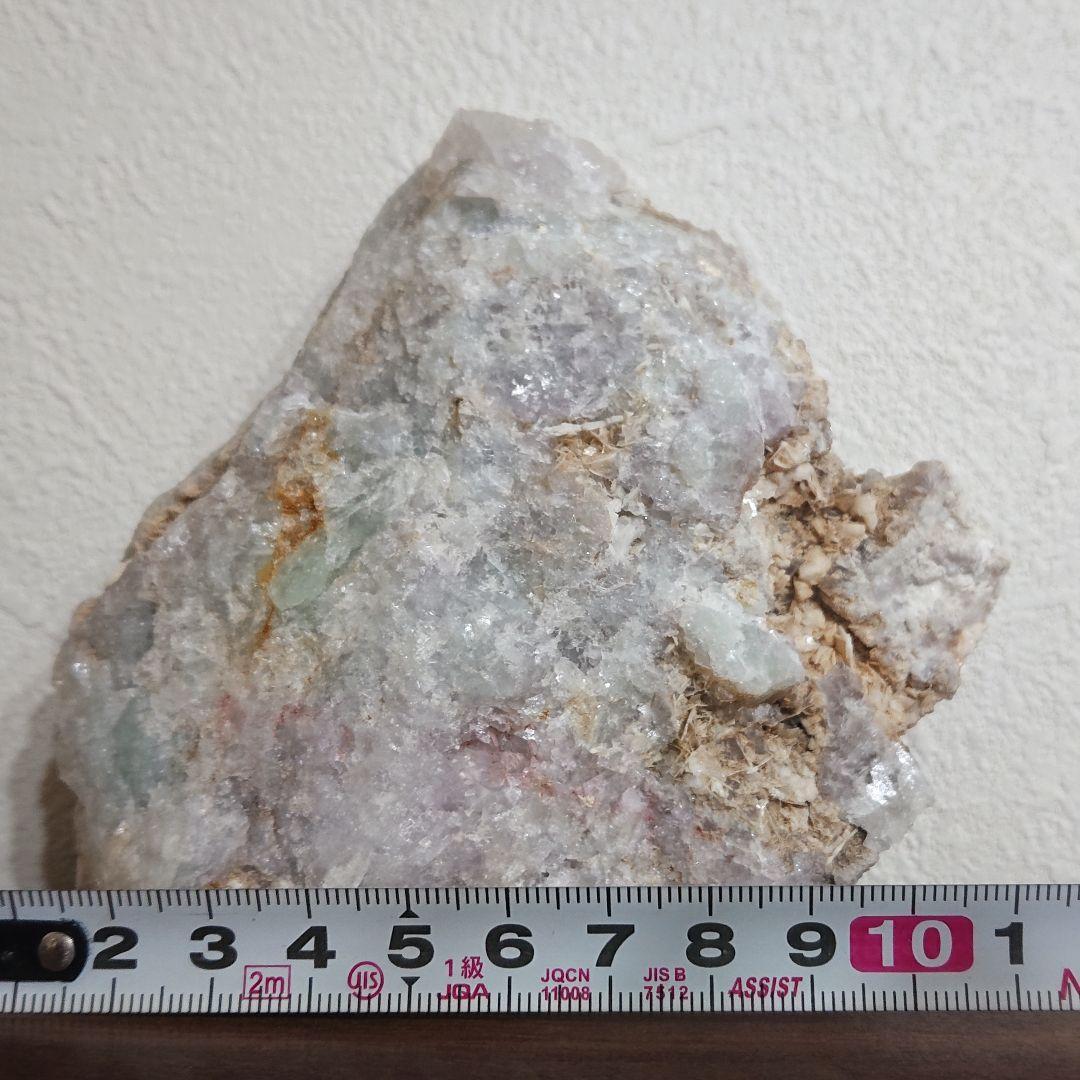 希少 国産鉱物標本 三重県産 蛍石 母岩付き フローライト 613g 石英