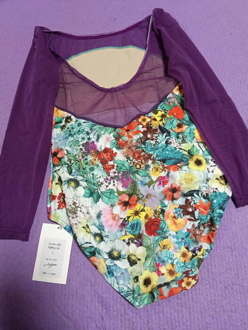 ミニヨン Mignon 花柄 長袖レオタード Lサイズ