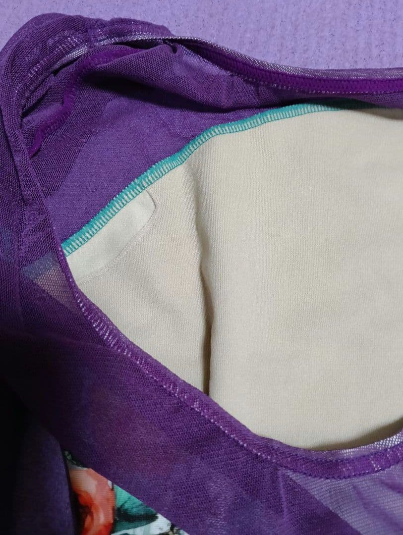 ミニヨン Mignon 花柄 長袖レオタード Lサイズ