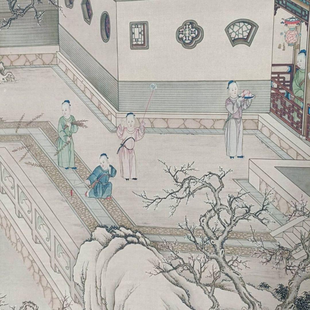 郎世寧 山水画 掛け軸 中堂 山水図 中国画 サイズ：70×173cm