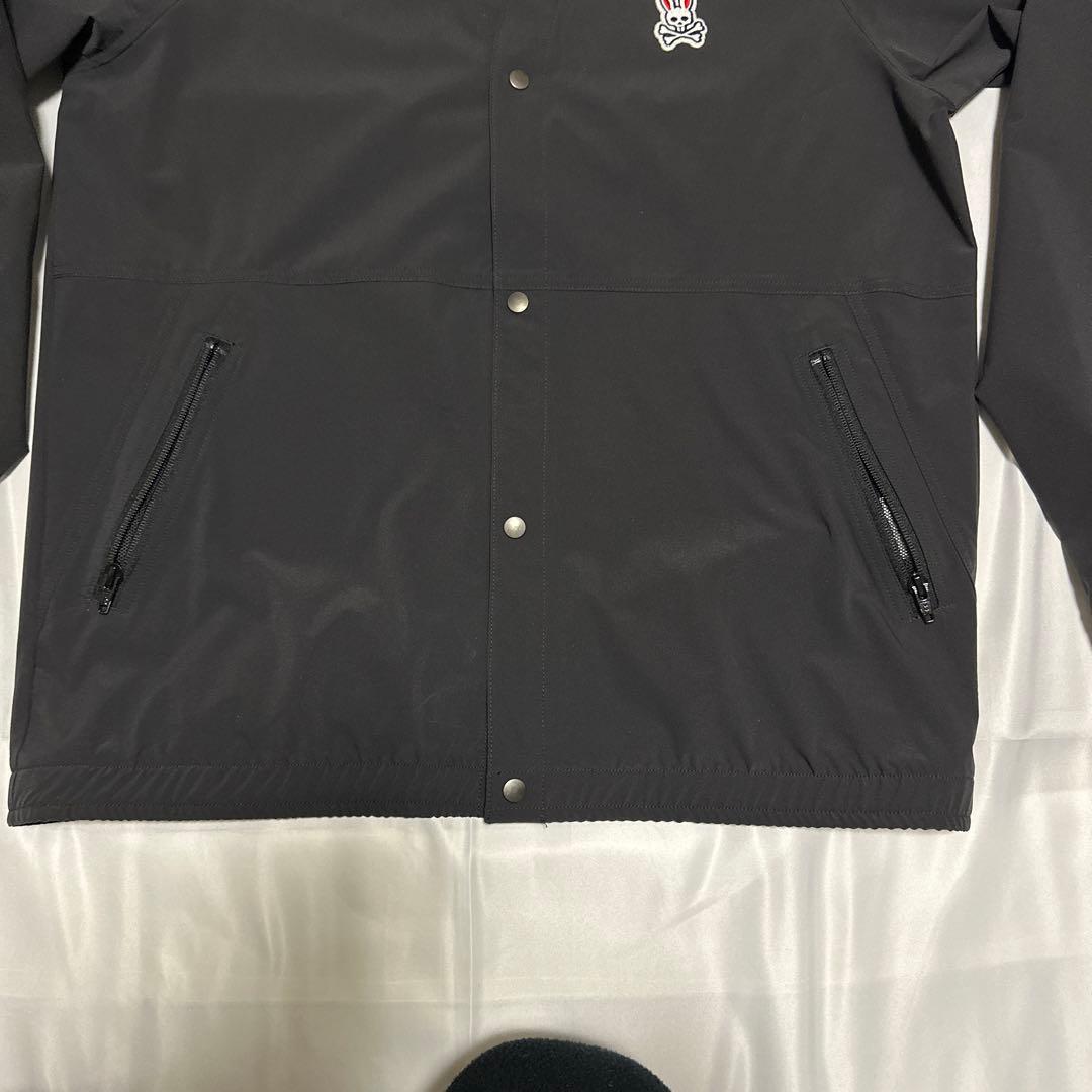 美品PsychoBunnyサイコバニーSOLOTEXタフタノーカラーブルゾン炭黒