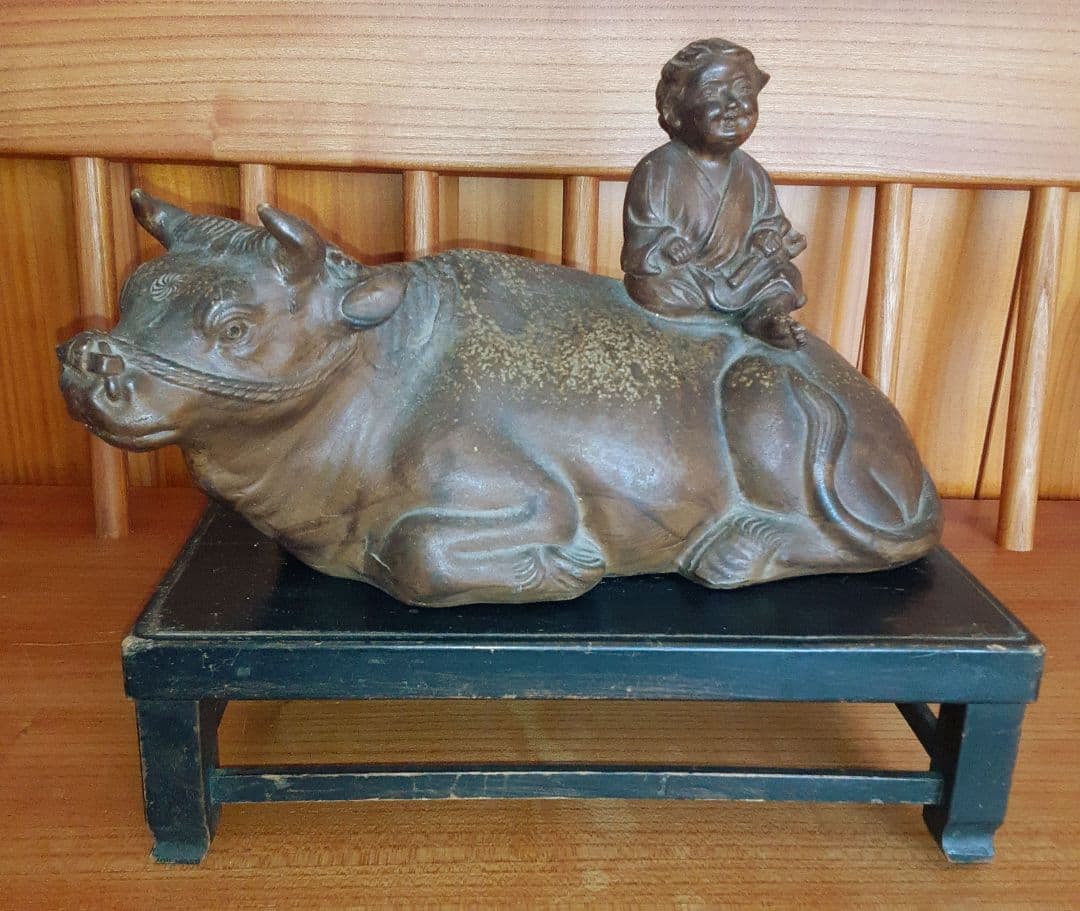 備前焼　騎牛帰家童子像　木村友敬