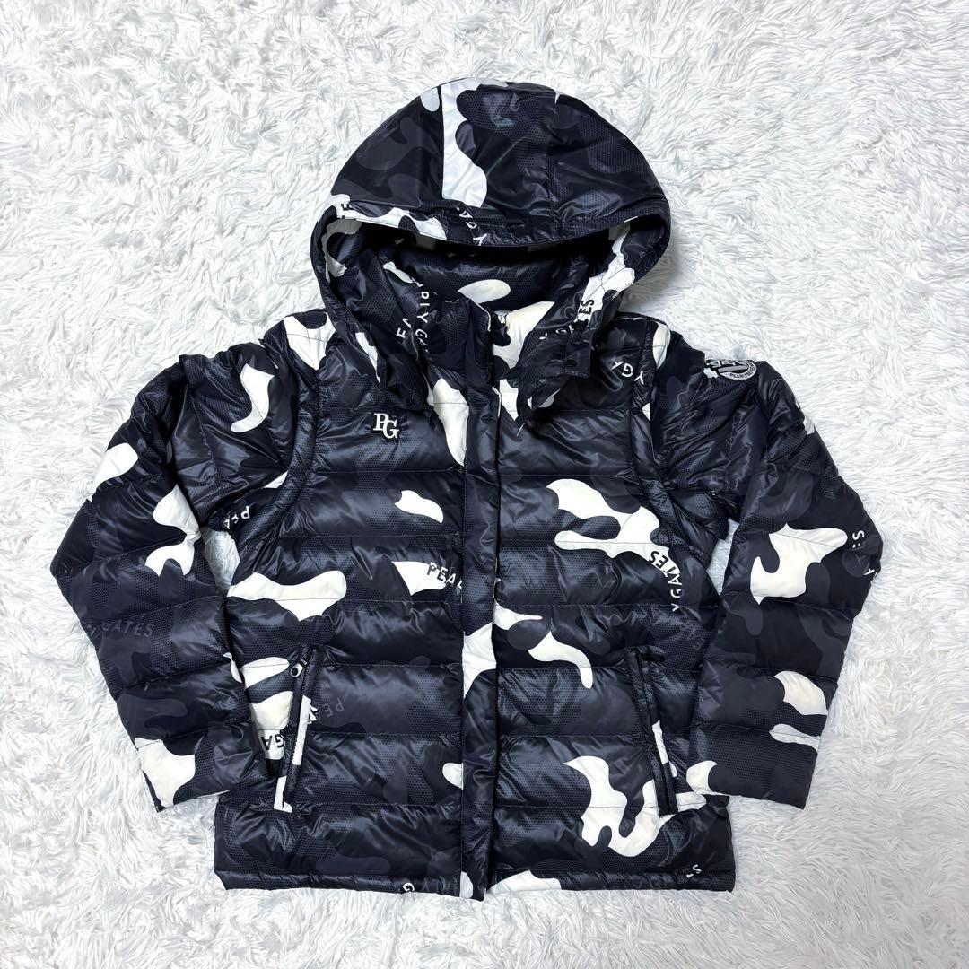 新作 パーリーゲイツ ダウン 迷彩 フード カモ ゴルフウェア ジップ