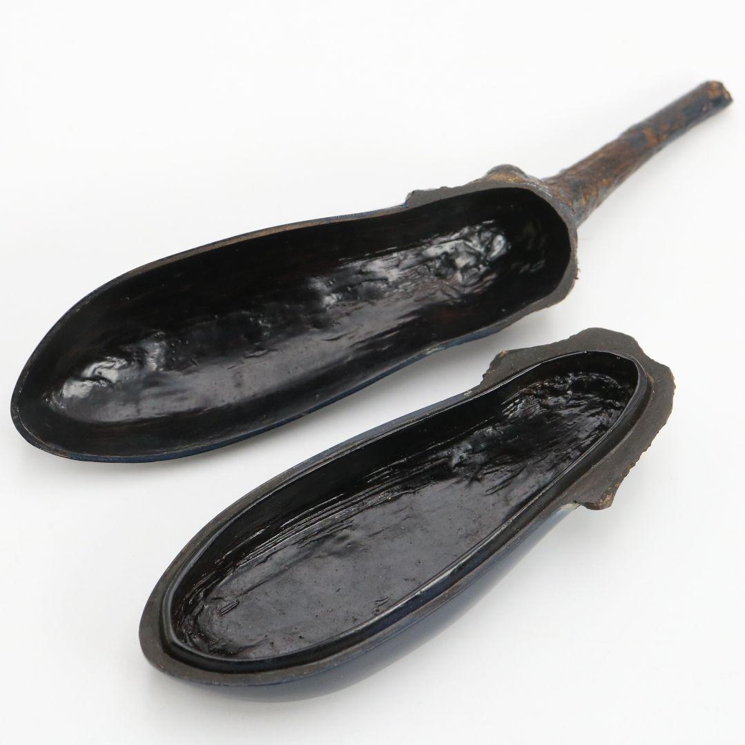 田中健智作 乾漆 茄子香合 茶道具 共箱　C898　N8