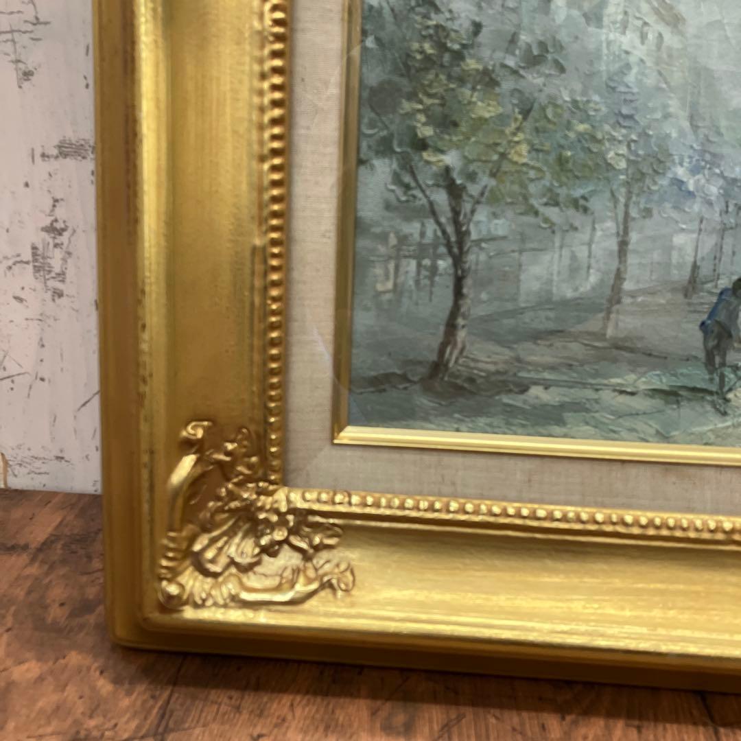 アンティーク 油絵 油彩画 風景画 街並み 町並み 絵画 額縁 額 額装