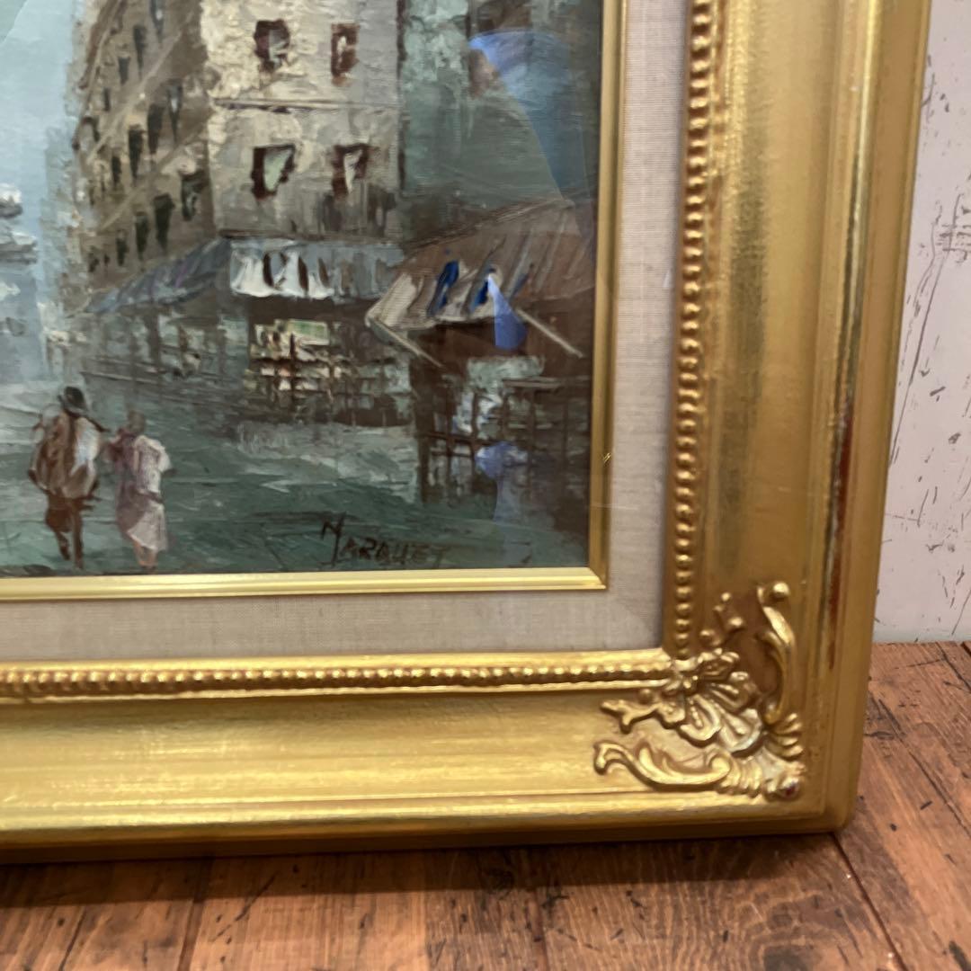 アンティーク 油絵 油彩画 風景画 街並み 町並み 絵画 額縁 額 額装
