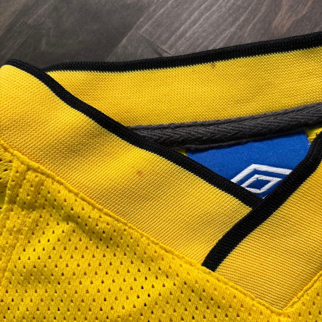 ★8SM2 UMBRO メッシュ　Tシャツ　ゲームシャツ　イエロー　L 古着
