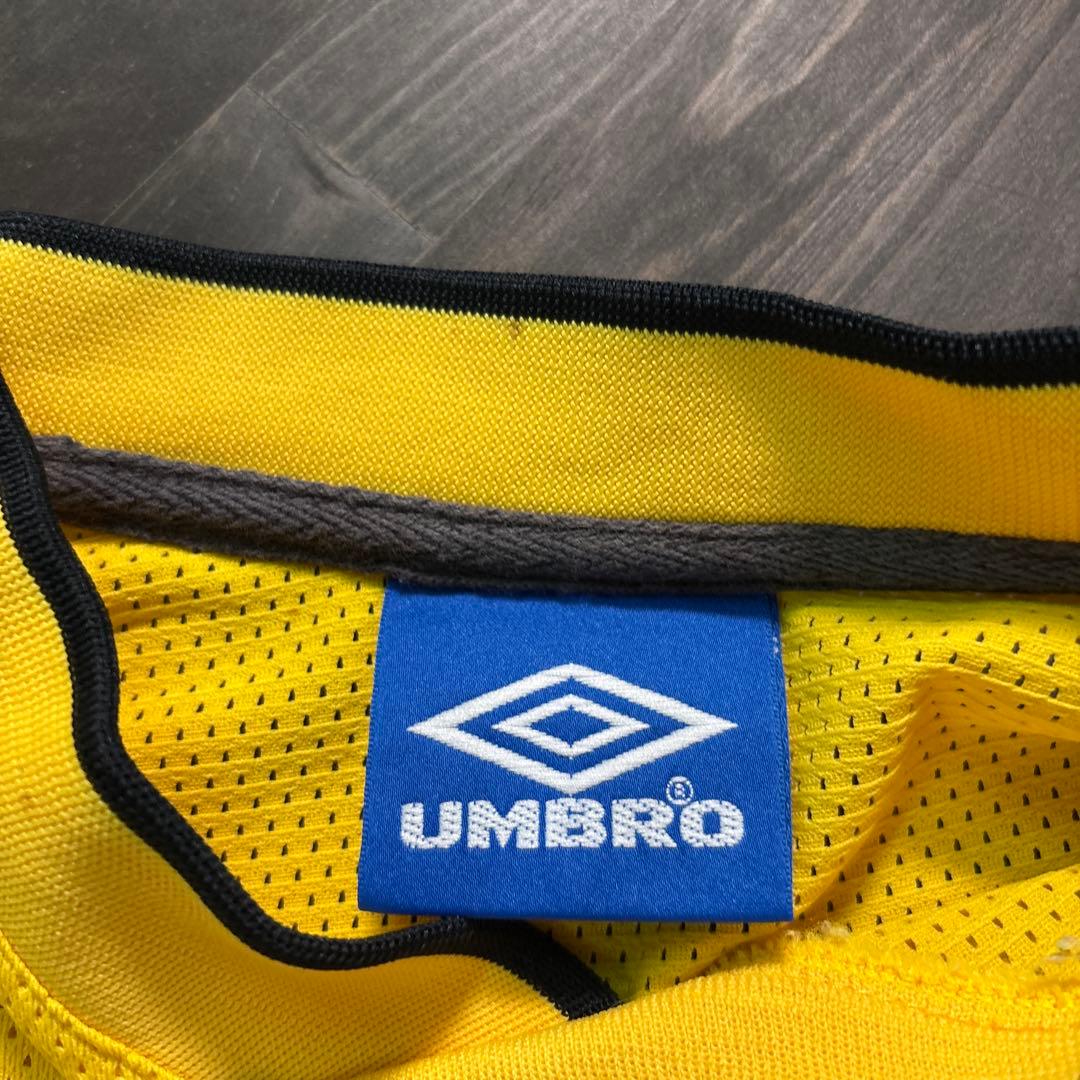 ★8SM2 UMBRO メッシュ　Tシャツ　ゲームシャツ　イエロー　L 古着