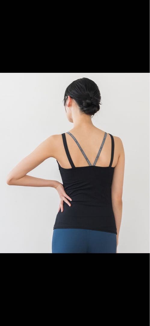 新作 【SUKALA】ダブルストラップリブロゴタンクトップ ブラック M