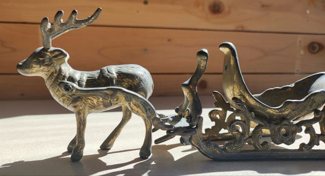 唯一無二！　トナカイの置き物　アンティーク　真鍮　クリスマス