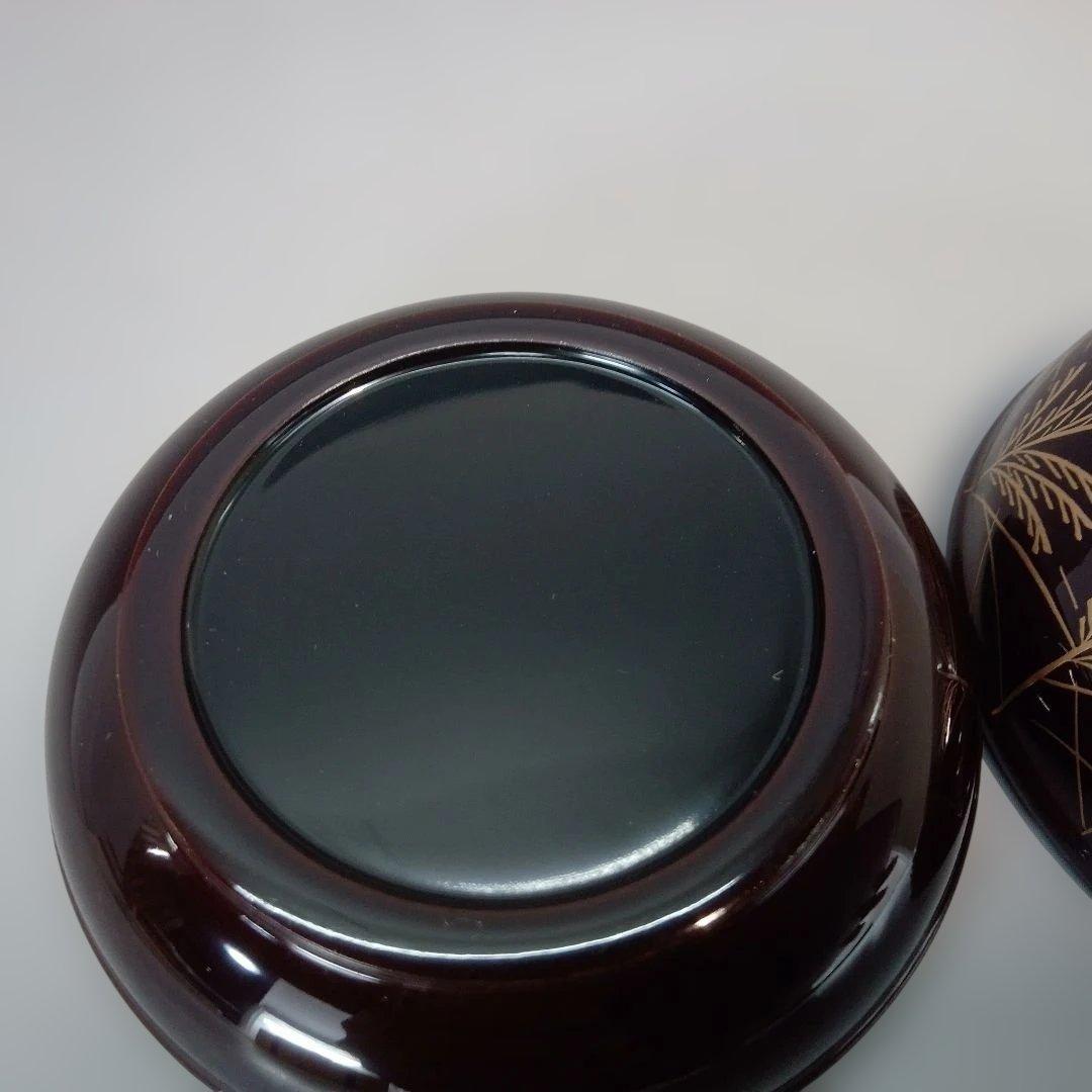 溜塗　武蔵野蒔絵　宝珠　香合