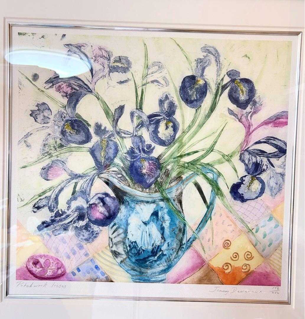 Patchwork Iris by Jenny Parson アートフレーム付き