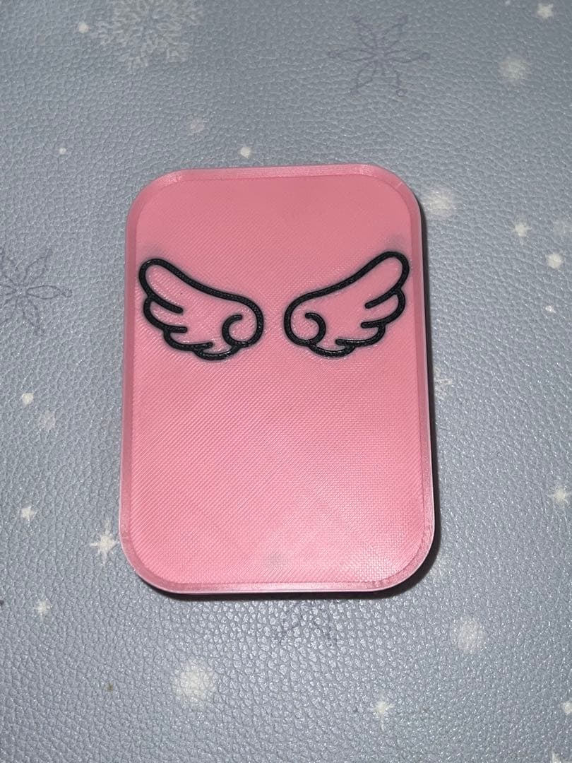 翼デザイン ピンク四角形アート用品