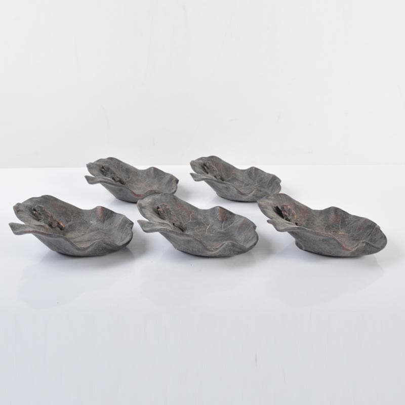 中国　古鉄　蓮に蛙　筆洗　水孟　茶托　5点　N　4220