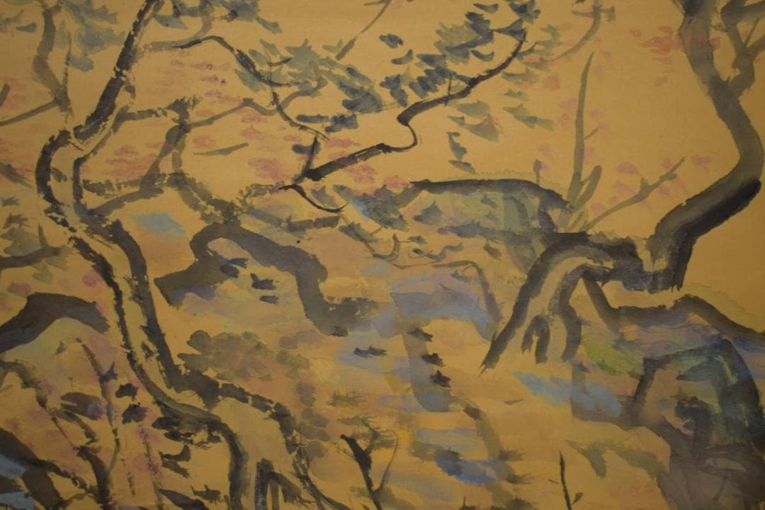 真作/榊原始更/山水梅図/布袋屋掛軸HI-863