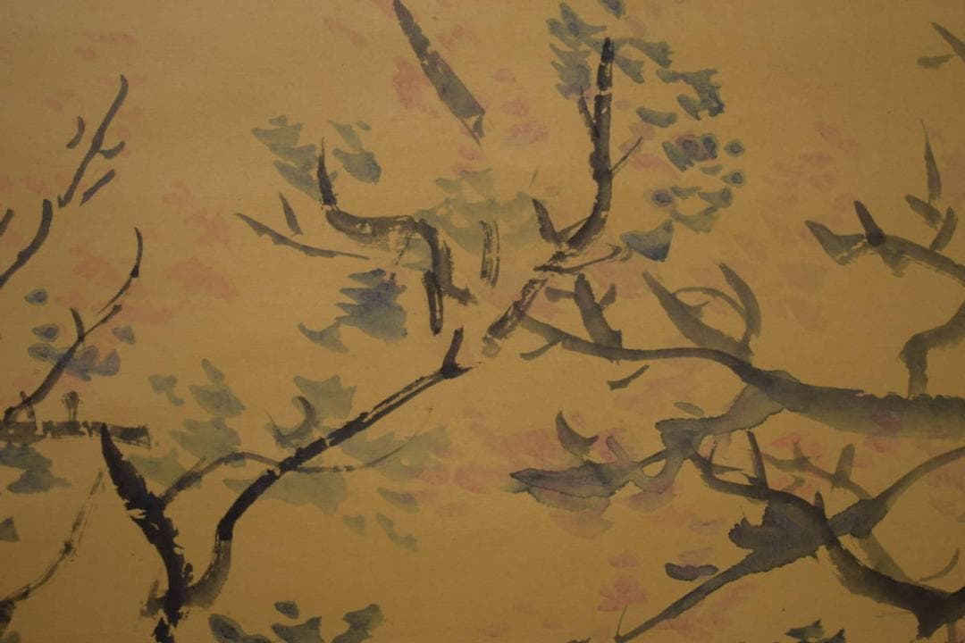 真作/榊原始更/山水梅図/布袋屋掛軸HI-863