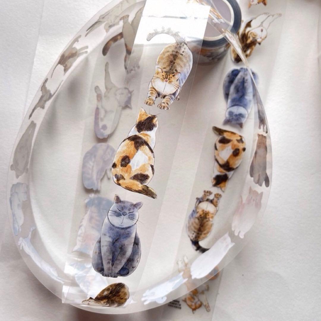 雾面PET 喵〜 ダイカット加工 3.5cm×6m 海外マスキングテープ　ネコ