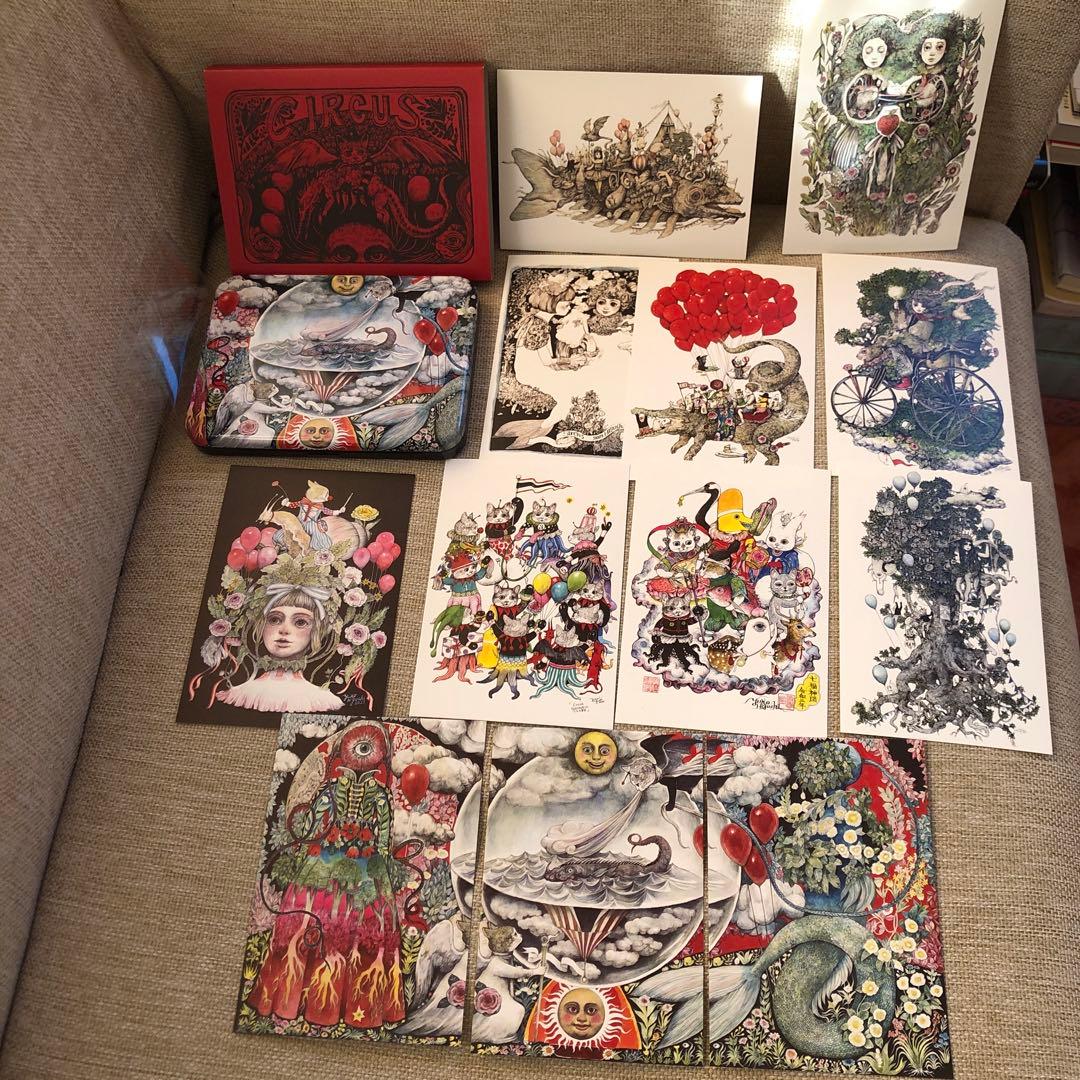 新品☆ヒグチユウコ　サーカス展　オリジナルポストカード(12枚)＋缶ケースセット