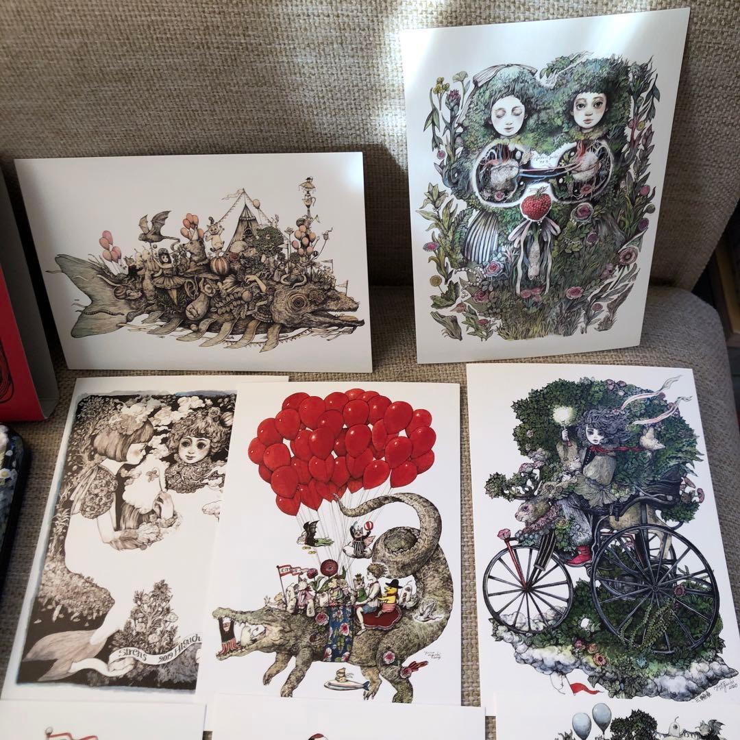 新品☆ヒグチユウコ　サーカス展　オリジナルポストカード(12枚)＋缶ケースセット