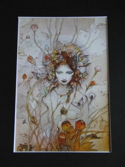 天野喜孝、【初夏】、希少な大判額装用画集より、新品額装付