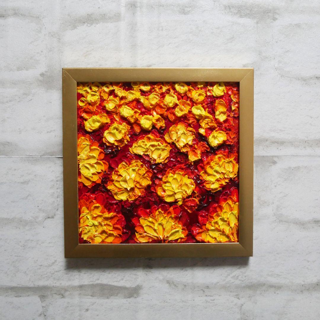 油絵 油彩 油彩画 絵画 絵 ミニ絵画 【マリーゴールド】