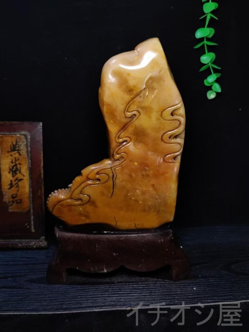 珍品【降龍羅漢】印鑑・寿山石彫｜紅絡田黄石｜仏像彫刻｜耐青作款｜風水置物｜手彫り