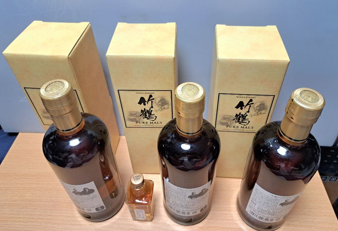ニッカウイスキー 竹鶴 ピュアモルト 3本セット　プラス　12年ミニチュア