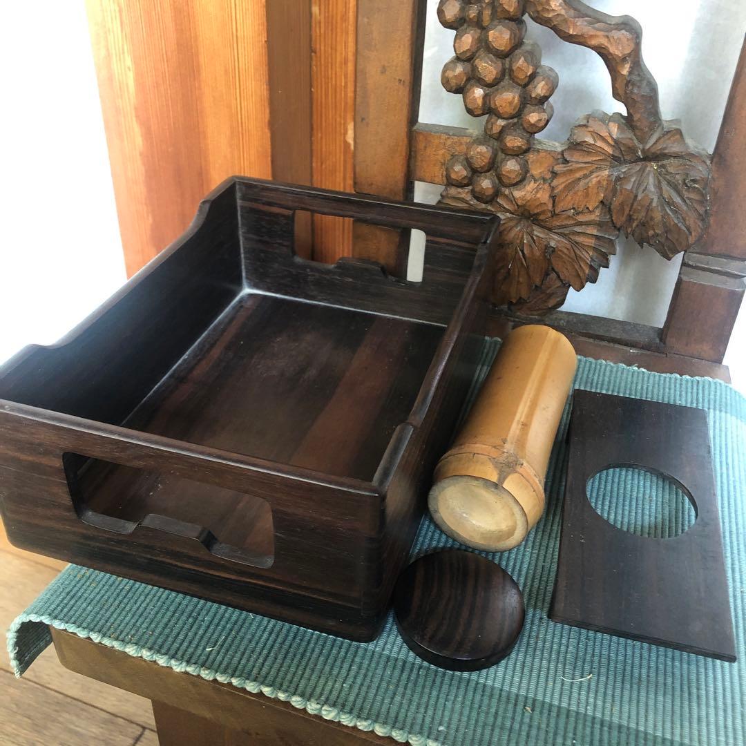 昔の煙草盆セット　茶道具　煙草盆　陶製　灰入れ蓋付き