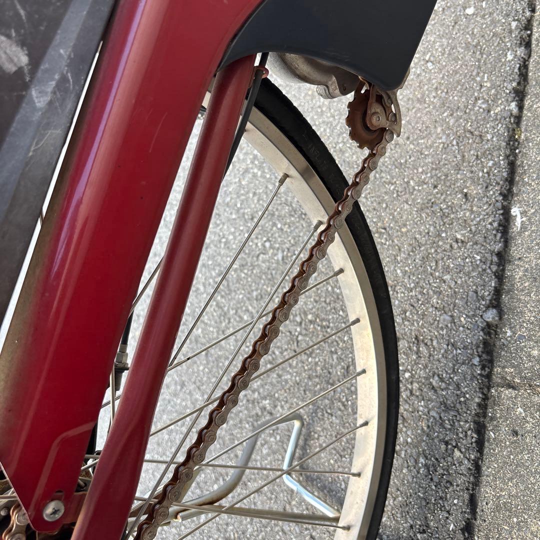 電動アシスト自転車 チャイルドシート付き 充電器あり　後輪タイヤパンク