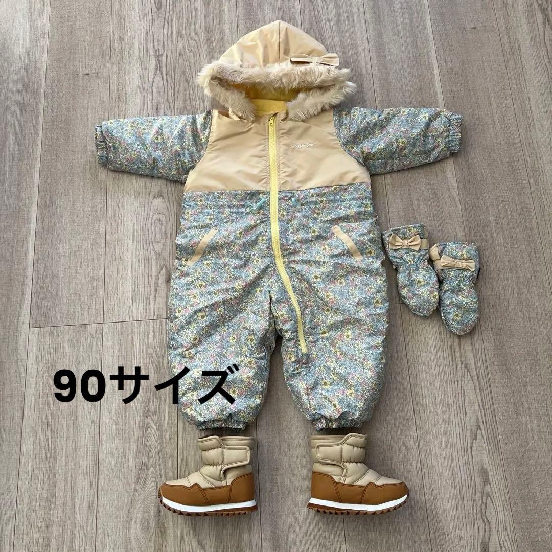 超美品‼️ 子ども用 防水花柄スキーウェア　トータルセット