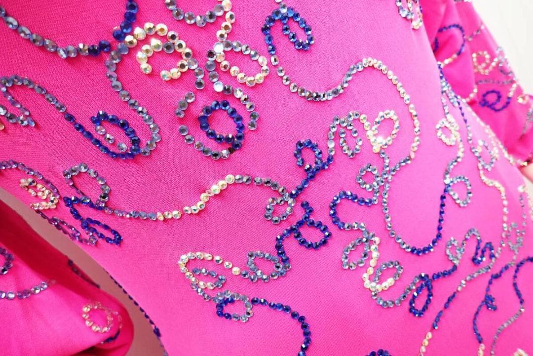 B1640【凛舞チャコット】M/英国製/ピンク/スワロ/スタンダードドレス☆社交